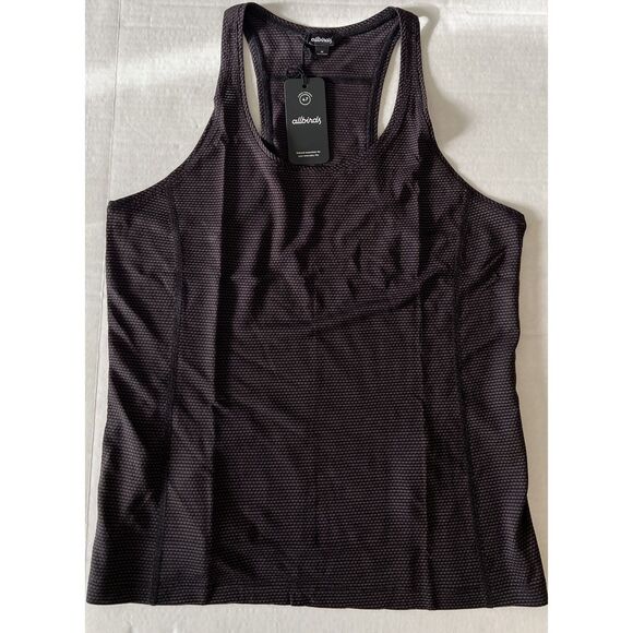 Allbirds Natural Run Tank Women Sz M Black Brown Pullover Wool Blend Sheer - Picture 2 of 7